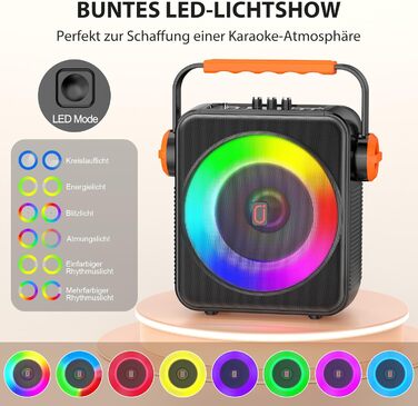 Машина караоке з 2 бездротовими мікрофонами, портативна Bluetooth 5.3 караоке-система, динамік з RGB-підсвічуванням, караоке-система для дому та вечірок, модель S66-new