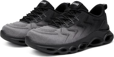 Черевики захисні чоловічі/жіночі LARNMERN зі сталевим підноском. Легкі, зручні, кольорові. Розмір 47 EU, темно-сірий.