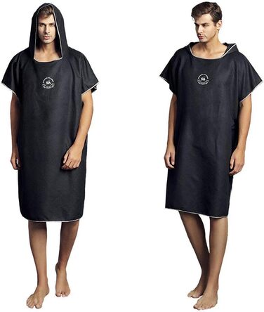 Hiturbo Microfiber Towel Poncho, Changing Aid for Beach & Surf, Poncho for Men and Women - Changing Robe, One Size Warm Hooded Cloak, Changing Aid for Surfing & Swimming
