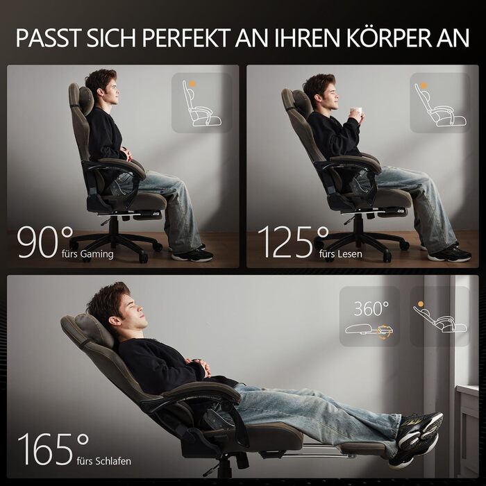 Ігровий крісло Dowinx Big and Tall з масажем попереку, підставка для ніг, ергономічне, PU шкіра, 180 кг (Жовтий)