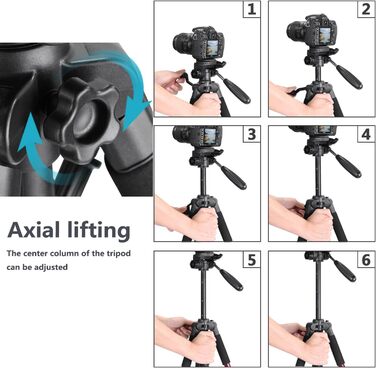 Штатив для камери Neewer 142 см з алюмінієвого сплаву, з кульковою головкою, для Canon, Nikon, Sony DSLR, DV, відеокамер, до 4 кг (SAB234), червоний