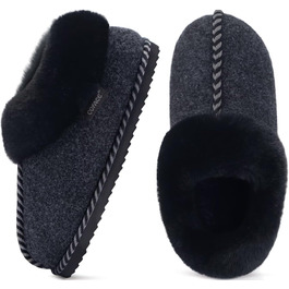 Тапочки домашні жіночі COFACE з Memory Foam, з фетру, чорні, розмір 36-43 (EU 38)