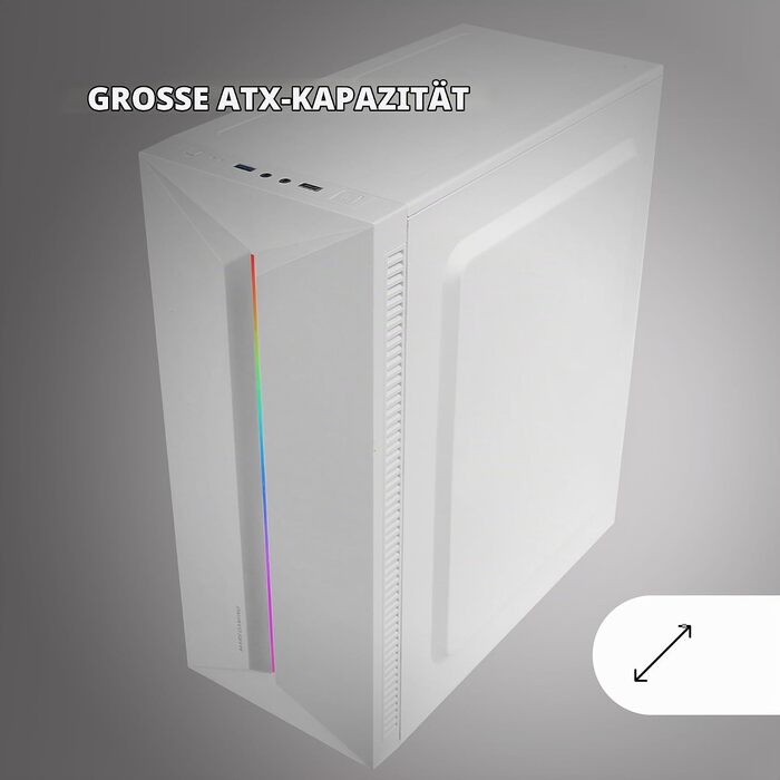 Ігровий корпус Mars Gaming MC-Blaze Mid-Tower ATX, білий, з RGB-підсвіткою, бічним склом та вентилятором 80мм FRGB