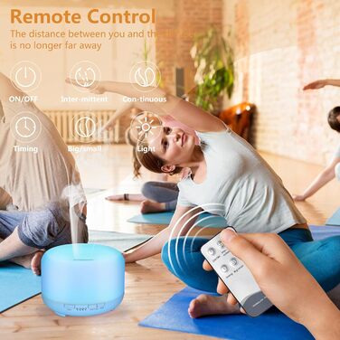 Аромадифузор Hianjoo 450мл з таймером, ультразвуковий, 7 кольорів LED, з пультом, для спа/офісу/йоги - (Світло-блакитний)