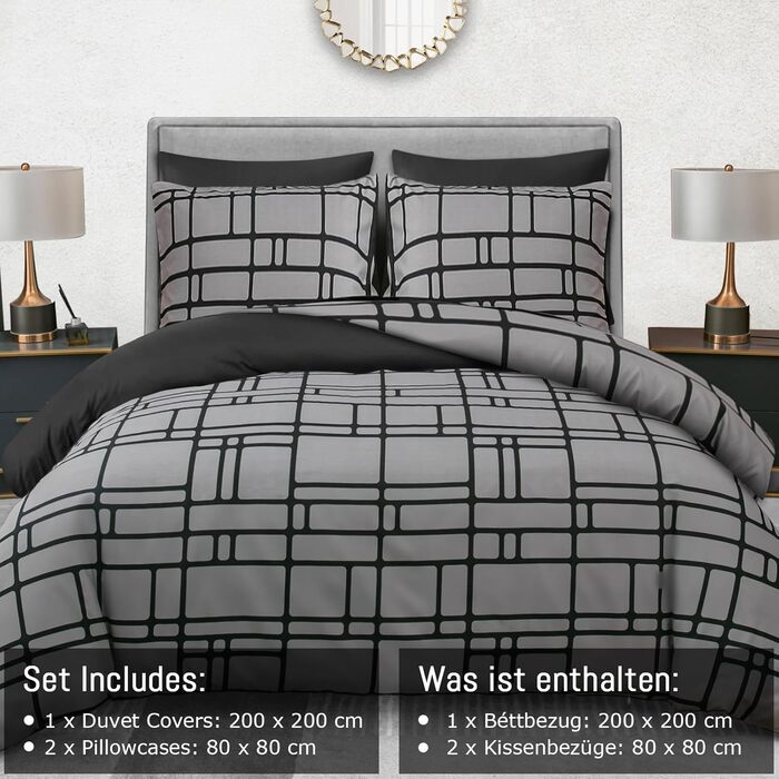 Комплект постільної білизни Pamposh 135x200 (4 частини) - 2 наволочки 80x80, 2 наволочки 135x200, мікрофібра, сірий, сертифікат ÖKO-TEX