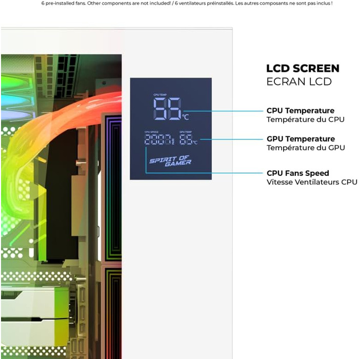 Spirit of Gamer Viper CRX: Корпус для ігрового ПК з 6 RGB вентиляторами, LCD дисплеєм та підтримкою водяного охолодження