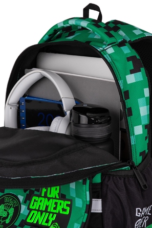 Багатовідсіковий шкільний рюкзак CoolPack, чорний з зеленим, 19 л
