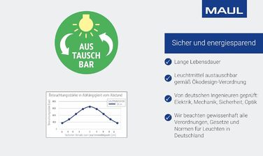 Світлодіодна лампа для столу MAULjoy | Лампа для офісу та дому | Регульована LED лампа з теплим білим світлом 3000K | Висота 33.5 см | Сучасний дизайн