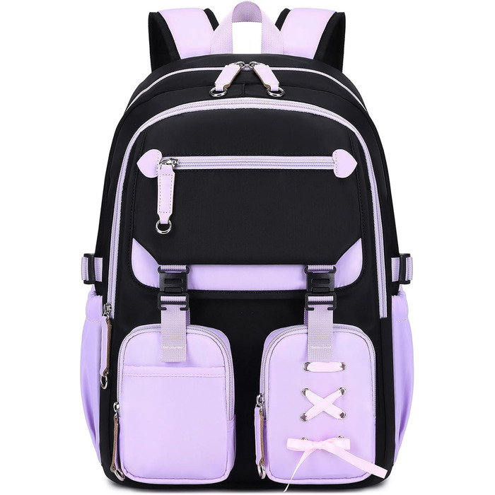 Шкільний рюкзак Tanou для дівчаток-підлітків, великий, стильний, водонепроникний, 9-18 років, з тролейовим ремінцем (фіолетовий)