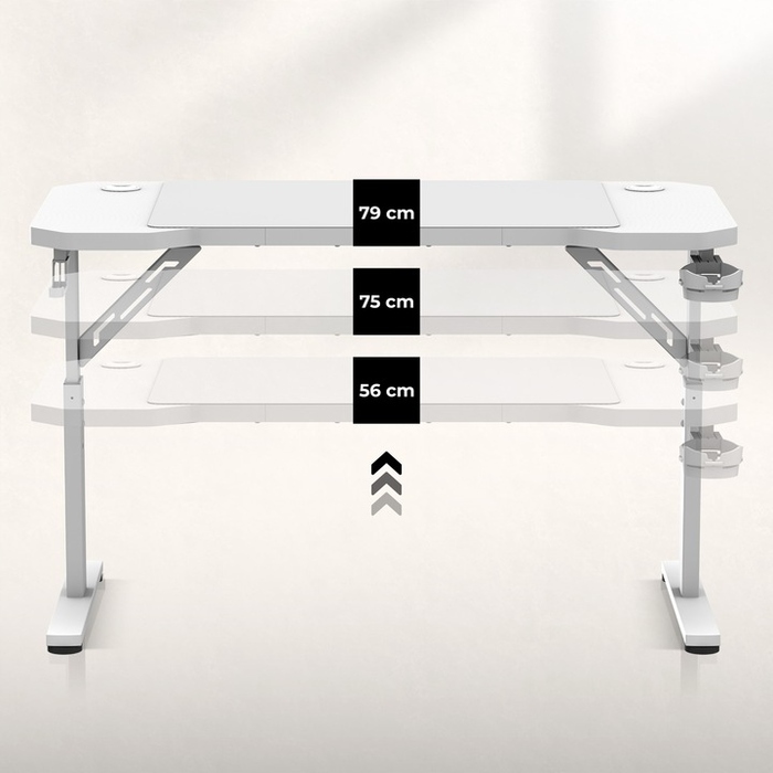 Ігровий підлітковий стіл з регулюванням висоти, карбоновий, білий, 120 см