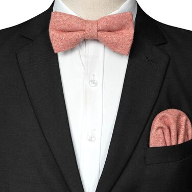 Метелик чоловіча JEMYGINS вовняна однотонна з повсті, комплект з нагрудною хусткою, рожева - осінь/зима