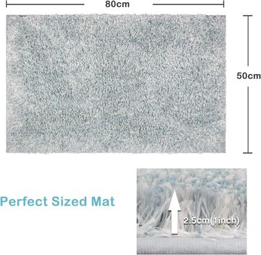 Килимок для ванної кімнати FCSDETAIL 50x80 см, антиковзаюче покриття, швидковисихаючий, з мікрофібри, для ванни, душу та ванної кімнати (світло-блакитний)