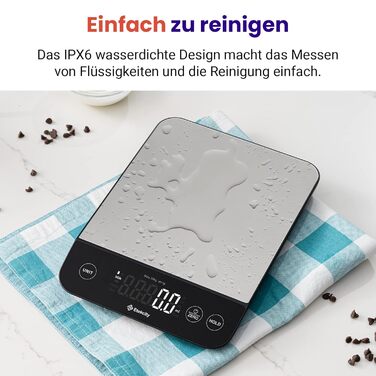 Etekcity Digital Kitchen Scale - 1g Precision, 10kg Capacity, LED Display, Tare Function, USB Rechargeable, Stainless Steel