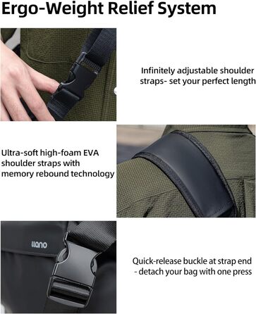 Чорна сумка-переноска для камери LLANO: DSLR/беззеркальні камери, 1 камера, 2 об'єктиви, аксесуари