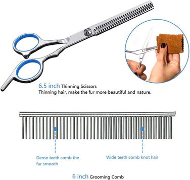 Професійна ножиця для грумінгу собак та котів, 6.5 дюймів, блакитна