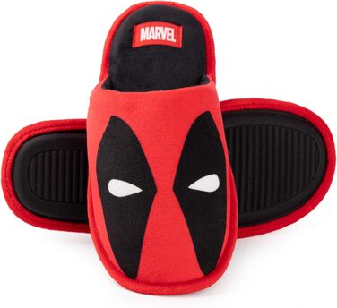 Тапочки Deadpool Marvel для дому, дорослі | Червоні пантофлі з принтом маски | Супергеройські тапочки Marvel Comics 43/44 EU