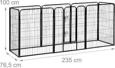 Вольєр для цуценят Relaxdays: чорний, XL, 100 x 76,5 x 235 см