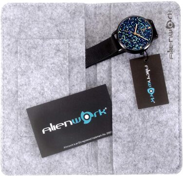 Жіночий годинник Alienwork IK Shine з блискітками та сталевим сітчастим ремінцем Mesh, чорний