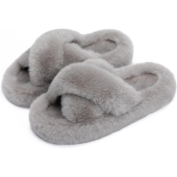 Жіночі домашні тапочки Chantomoo з піною Memory Foam, зручні, з штучним хутром, сліпони, сірі (42/43 EU)