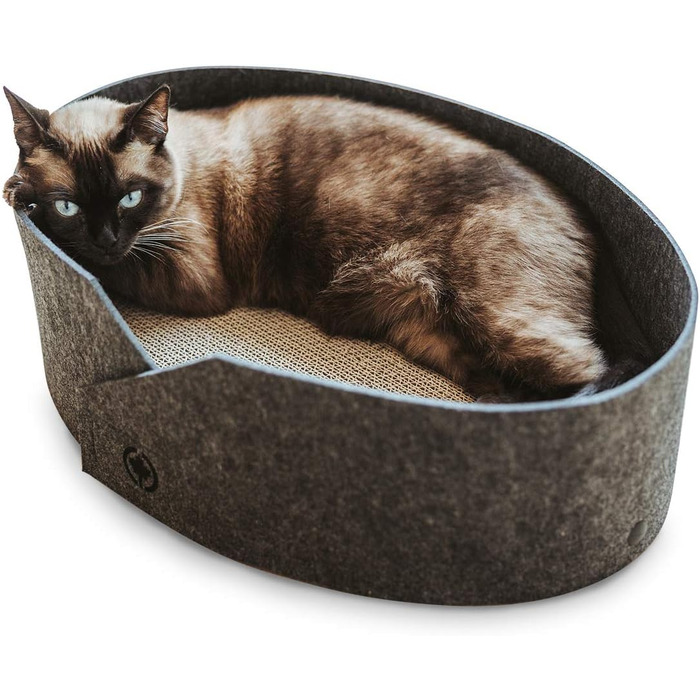 Кігтеточка для котів Owen XL – діаметр 50 см, сірий, філц, з картонною основою