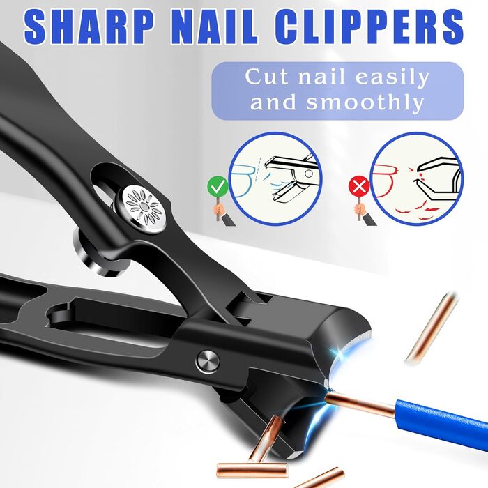 Набір кусачок для нігтів DRMODE Profi: кусачки для врослих нігтів, кусачки для товстих нігтів, ножиці для нігтів для літніх людей та чоловіків (2 шт., чорні)