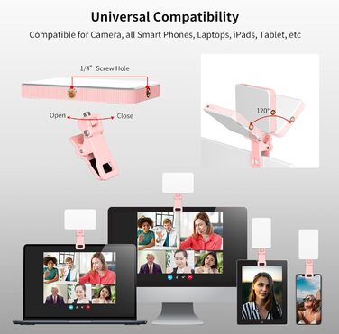 LED-відеолампа Newmowa NMW-80AI для селфі, TikTok, макіяжу та відеоконференцій (рожева)