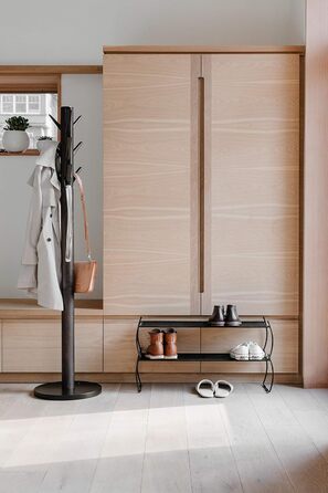 Umbra Flapper Coat Rack – Clothes Rack with 9 Foldable Hooks for Entryway and Office, Wood, White, 57.2 x 57.2 x 165.1 cm, White (Black/Walnut, Single)