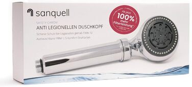 Legionella Filter Showerhead Safety Chrome | Medical Technology | Certified | Immediate Protection | Discreet | High Quality
