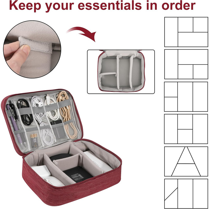 Водонепроникна сумка-органайзер для кабелів та аксесуарів: USB-накопичувачі, SD-карти, Power Bank (червона)