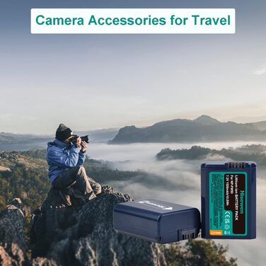 Акумулятор NP-FW50 Hisewen (2 шт.) та подвійний USB зарядний пристрій для Sony ZV-E10, A6000, A6100, A6300, A6400, A6500, A7, A7 II, A7S, A7S II, A7R, A7R II, NEX-7, NEX-6