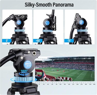 Штатив SIRUI AM-15S з плавним голівкою: професійний штатив/відеоштатив/трипод для камер, максимальне навантаження 10 кг