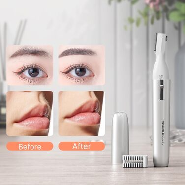 TOUCHBeauty AG-1658W: Професійний тример для тіла та обличчя - триммер для носа, брів, вух та обличчя (білий, срібний)