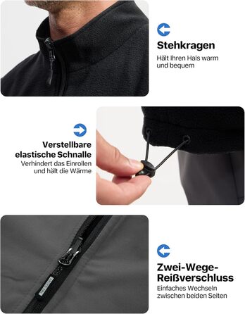 Чоловіча флісова вітровка Free Oldier: тепла, вітронепроникна, двостороння, для роботи та прогулянок. Колір: синьо-чорний (L, сіро-чорний)