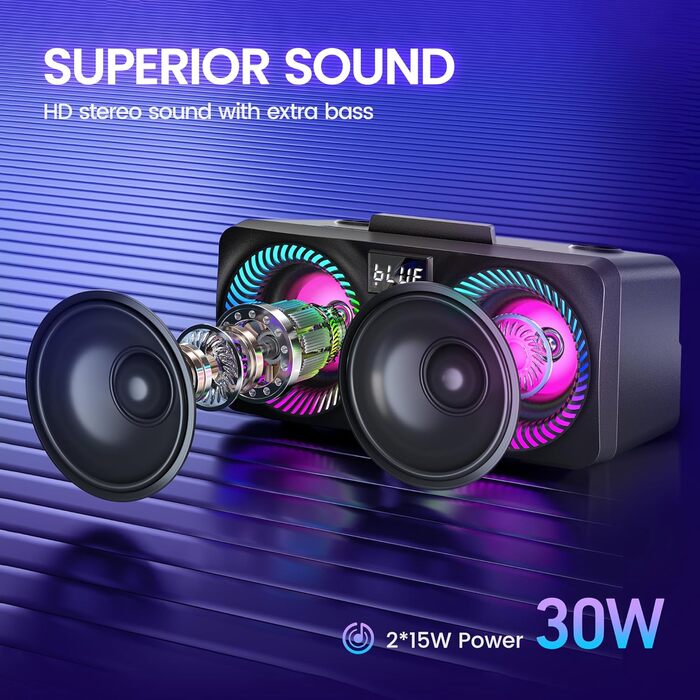 Портативна караоке-система з 2 бездротовими мікрофонами та 30W потужністю, NT001-RED-US