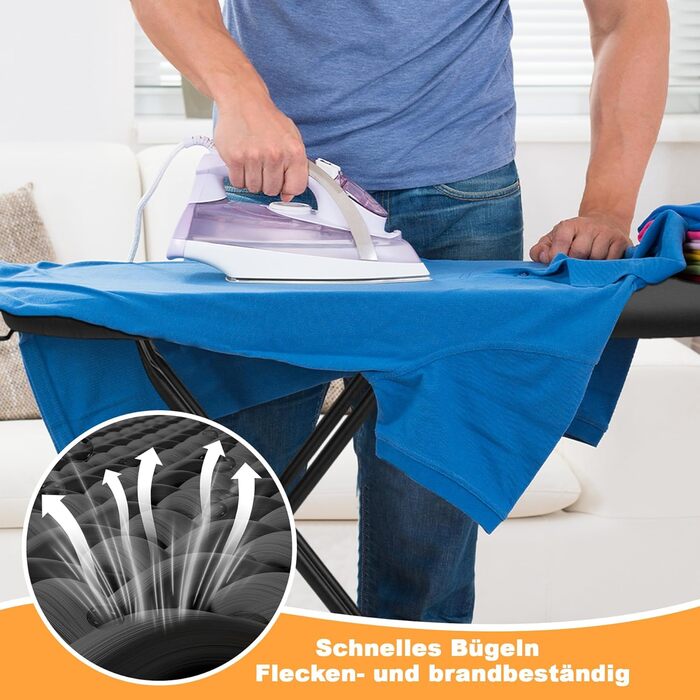 Відкидна гладильна дошка VIOFOTT, регульована висота 65-95 см, 120x34 см, сумісна з парогенераторами