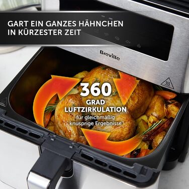 Аерофритюрниця Breville Halo Flexi 9 л, компактний дизайн, чорна