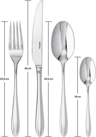 Sambonet 52515-81 Dream Stainless Steel Cutlery Set, for 6 people, 24-piece - 6 forks, 6 spoons, 6 knives, 6 teaspoons, stainless steel, dishwasher-safe, silver