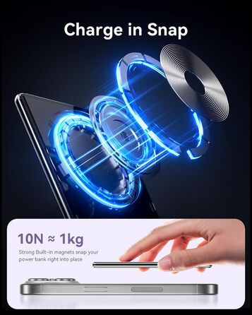 PowerBank Kuulaa Ultra Slim 5000 mAh з MagSafe, Type-C 20W, Швидка зарядка, 7.2 мм, для iPhone 16/15/14/13/12 (фіолетовий)