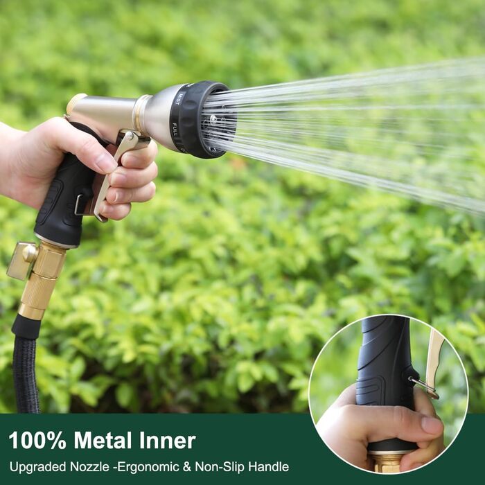 FANHAO Metal Garden Handheld Shower Head, High-Quality and Robust, 7-Function Garden Spray Gun for Garden, Car Washing, and Home Use, Multifunctional Watering Nozzle