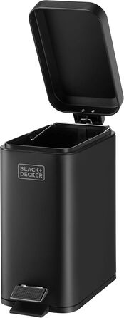 Третеїмер BLACK+DECKER BXBN0007E з м'яким закриттям кришки, нержавіюча сталь, 30 x 14 x 29 см, 5 л, чорний