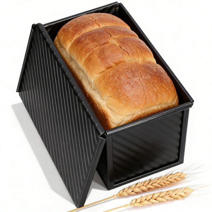 Форма для випічки хліба з кришкою Brotbackformen 2.2 л, чорна, прямокутна для тостів та кексів