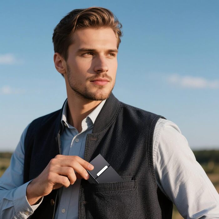 Металеве тютюнопакувальник DxxD на 20 сигарет з магнітним замком (алюміній, чорний, сірий, блакитний)