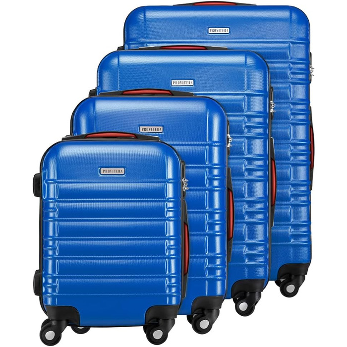 Набір валіз ABS S-M-L-XL з кодовим замком та телескопічною ручкою, ролер для подорожей, ручна поклажа (Блакитний)