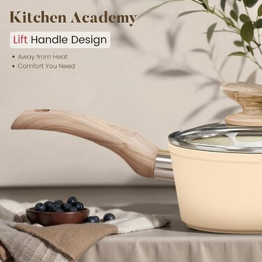 Набір індукційних каструль та сковорідок Kitchen Academy, 12 предметів, антипригарне покриття, блакитний, гранітний, безпечний