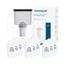 Скляний фільтр-кувшин Wessper D2 BOROSILICATE 3л, чорний + 10 фільтрів