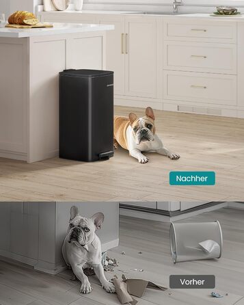 Сміттєве відро SONGMICS для кухні з механізмом закривання Softclose, 30 л, чорний (LTB592E01)