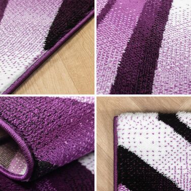 Килим для вітальні, спальні, їдальні, коридору, кухні: сучасний килим з геометричним візерунком, м'який, короткий ворс, легкий у догляді, колір: фіолетовий, 140 x 200 см