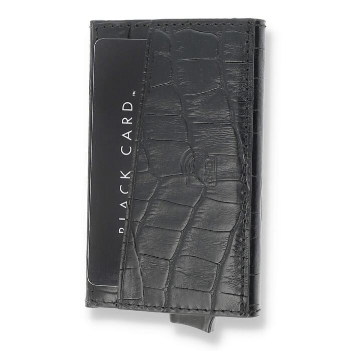 Кредитне картхолдер Solo Pelle Mech | Шкіряний картхолдер з RFID захистом | Чорний крокодил