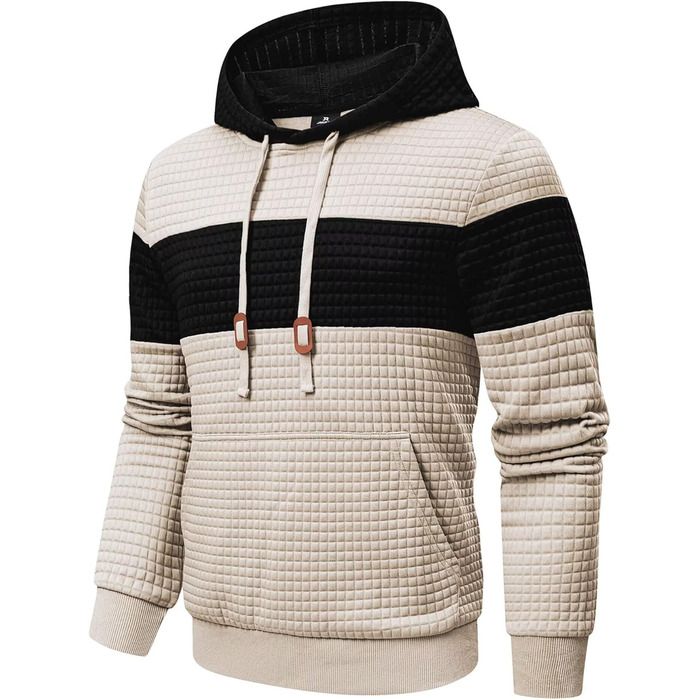 Чоловічий худі з капюшоном, теплий світшот з довгими рукавами, кольоровий блок, A Pergament, розмір S