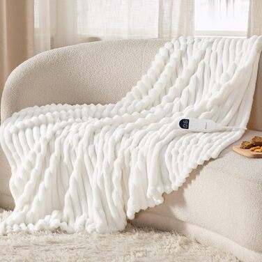 Електрична ковдра BEDSURE з автовимкненням, 130x180 см, сіра. 6 режимів нагріву, таймер 10 годин. Чудовий подарунок для жінок та мами на Різдво.